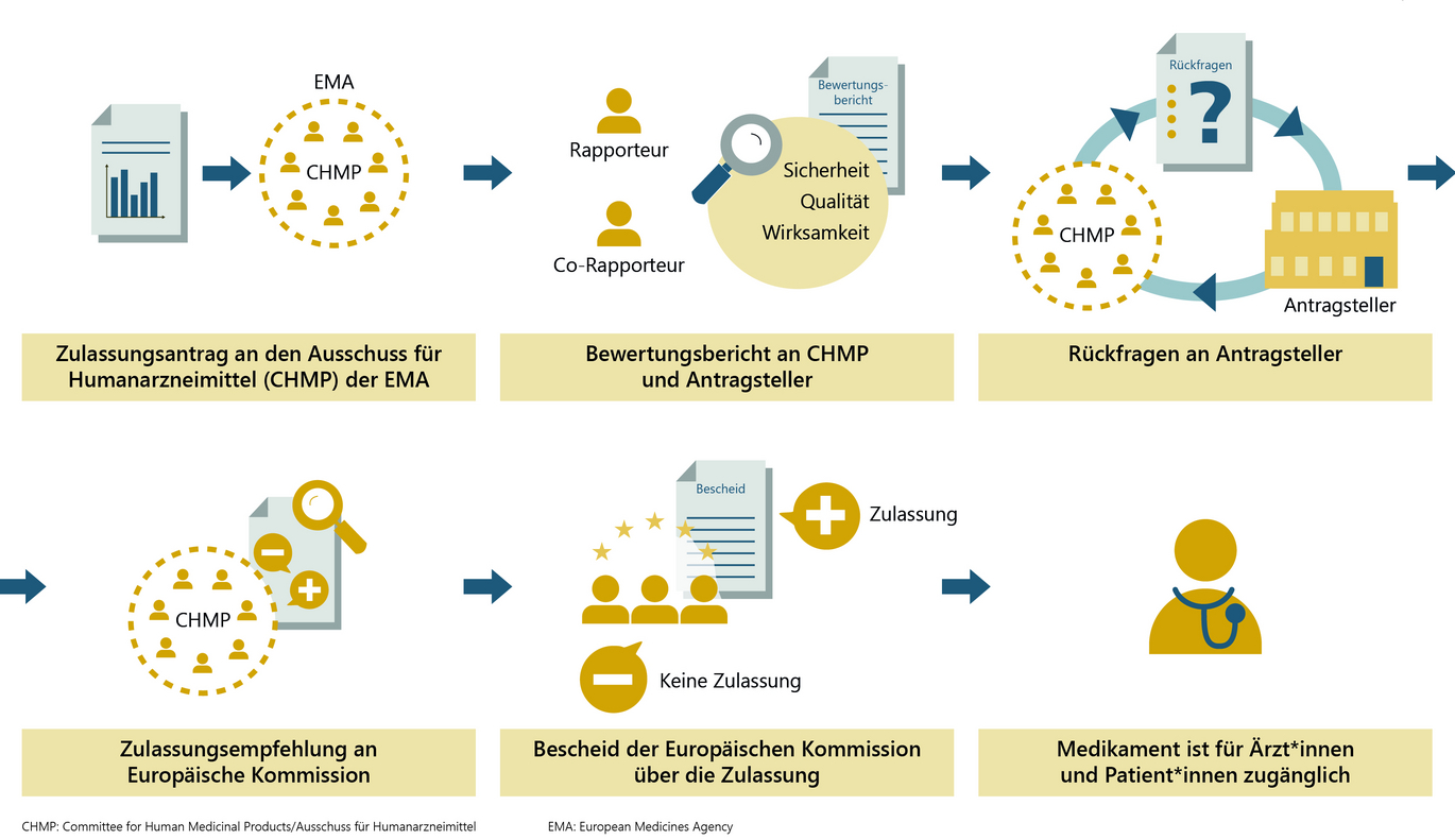 Flowchart of the central authorisation procedure in the EU