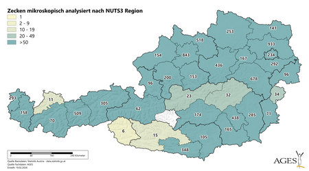 Zecken mikroskopisch analysiert nach NUTS3 Region (Vergrößert das Bild in einem Dialog Fenster)