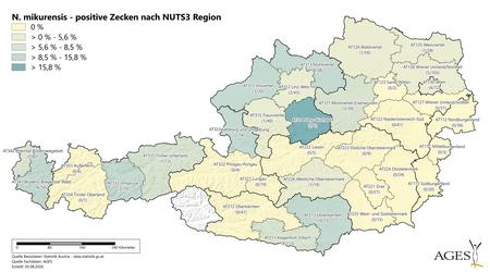 Jahr 2026: N. mikurensis-positive Zecken nach NUTS3 Region (Vergrößert das Bild in einem Dialog Fenster)