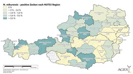 Jahr 2026: N. mikurensis-positive Zecken nach NUTS3 Region (Vergrößert das Bild in einem Dialog Fenster)