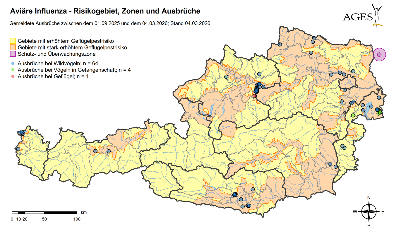 Vogelgrippe Ausbrüche seit 01.09.2025 (Vergrößert das Bild in einem Dialog Fenster)