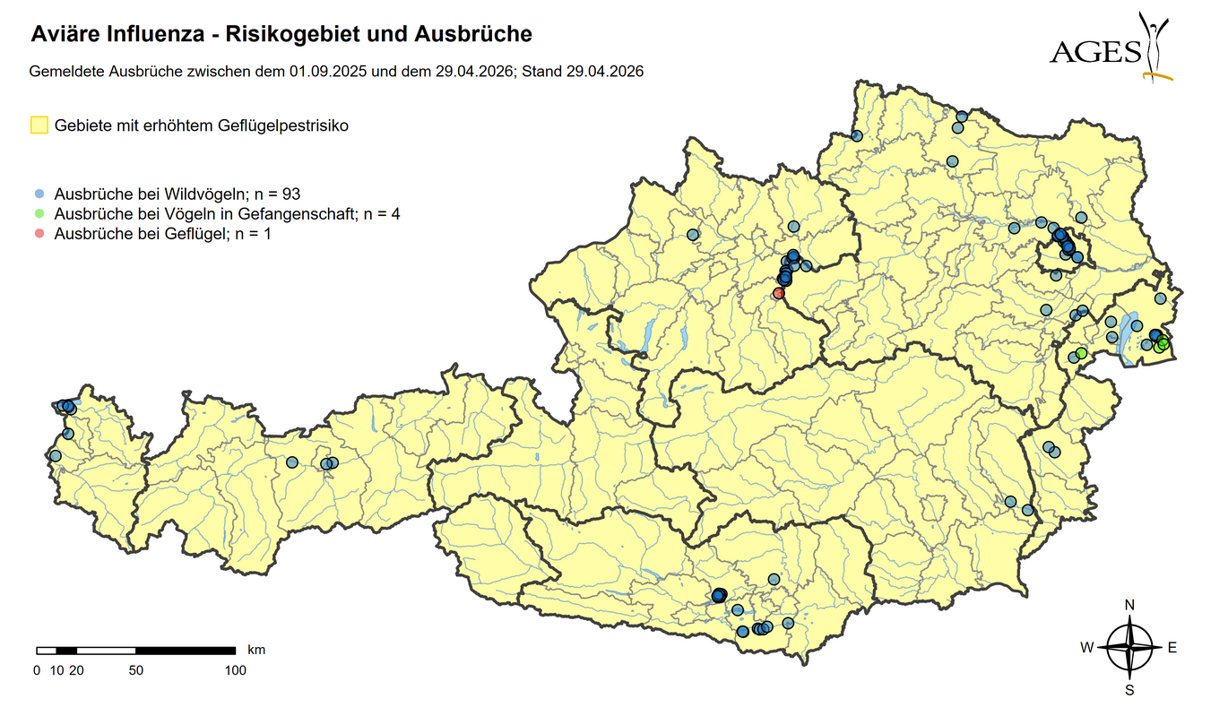 Vogelgrippe Ausbrüche seit 01.09.2025 (Vergrößert das Bild in einem Dialog Fenster)