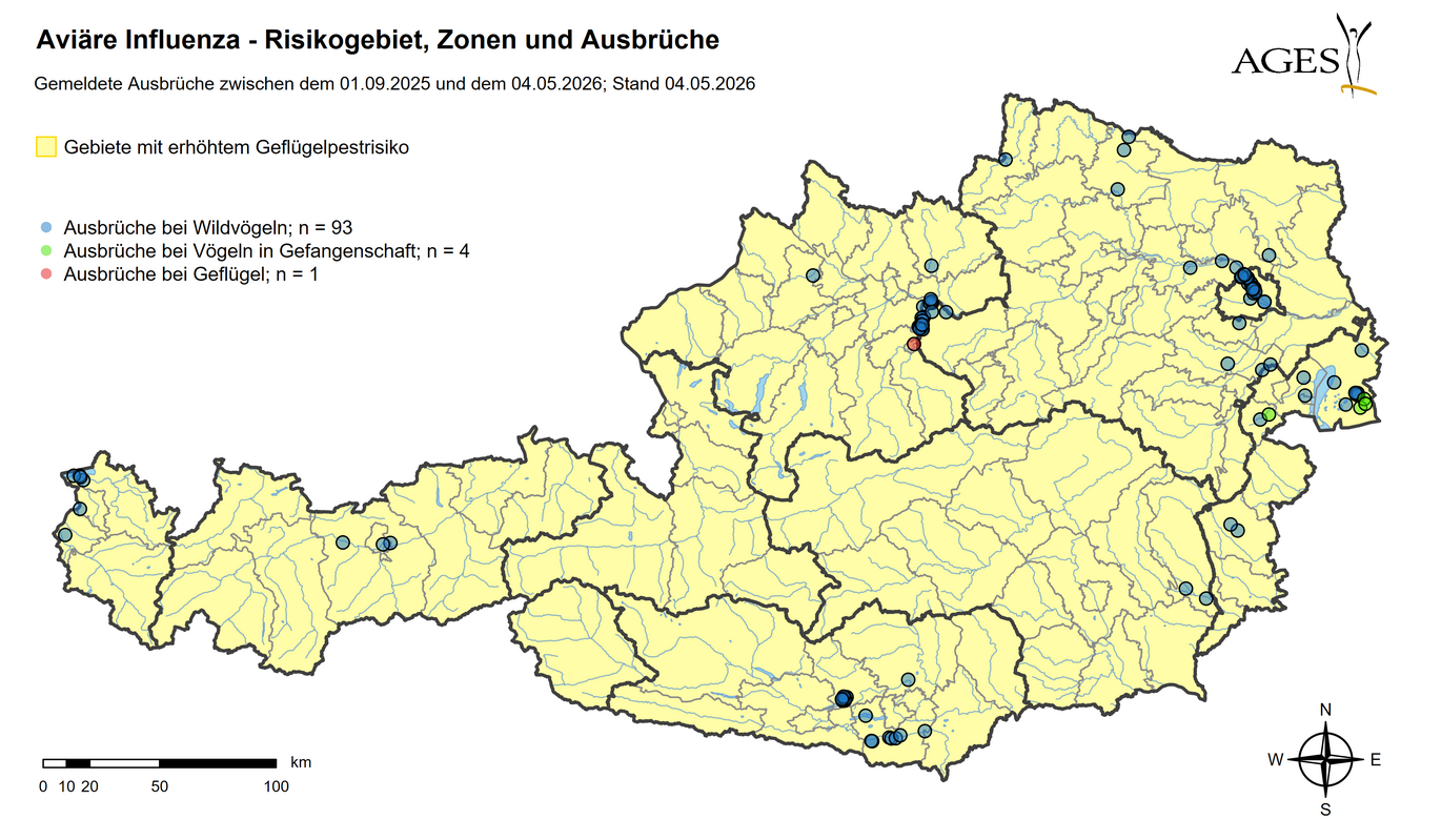 Vogelgrippe Ausbrüche seit 01.09.2025 (Vergrößert das Bild in einem Dialog Fenster)