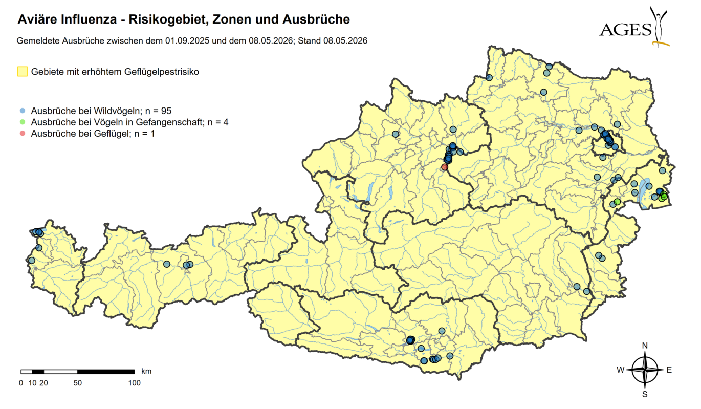 Vogelgrippe Ausbrüche seit 01.09.2025 (Vergrößert das Bild in einem Dialog Fenster)