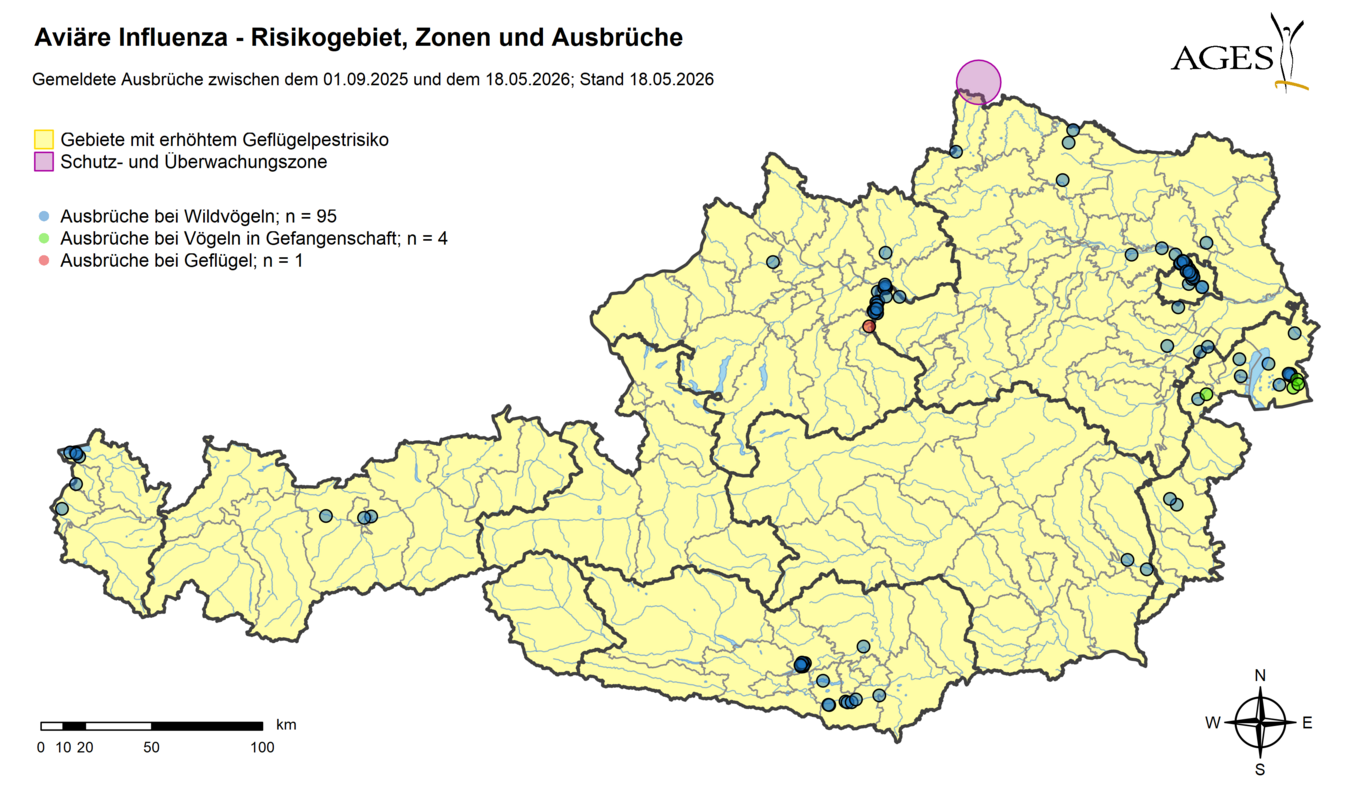 Vogelgrippe Ausbrüche seit 01.09.2025 (Vergrößert das Bild in einem Dialog Fenster)