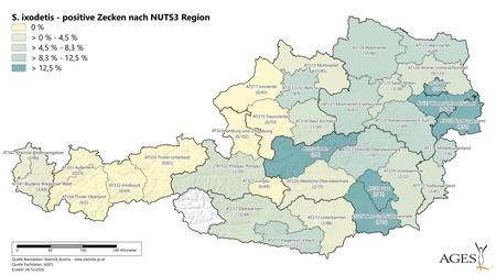 Jahr 2026: S. ixodetis-positive Zecken nach NUTS3 Region (Vergrößert das Bild in einem Dialog Fenster)