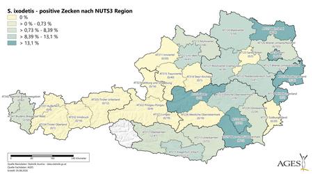 Jahr 2026: S. ixodetis-positive Zecken nach NUTS3 Region (Vergrößert das Bild in einem Dialog Fenster)