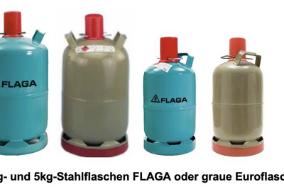 11kg- und 5kg-Stahlflaschen FLAGA oder graue Euroflaschen