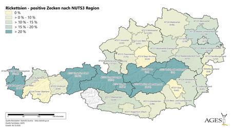 Jahr 2026: Rickettsien-positive Zecken nach NUTS3 Region (Vergrößert das Bild in einem Dialog Fenster)