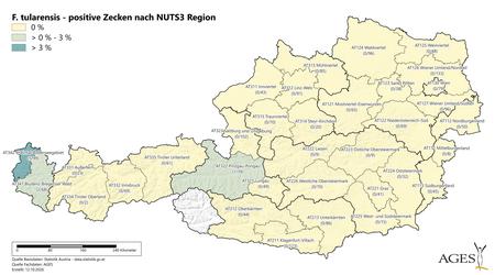 Jahr 2026: F. tularensis-positive Zecken nach NUTS3 Region (Vergrößert das Bild in einem Dialog Fenster)