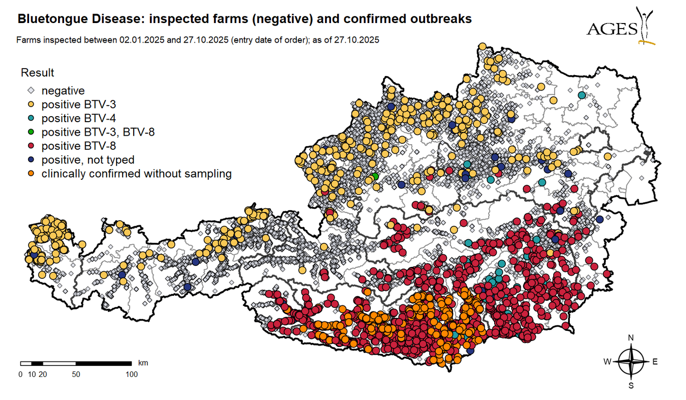 © AGES Establishments with negative results inspected in Austria since 01.01.2025: 11298 (Enlarges Image in Dialog Window)