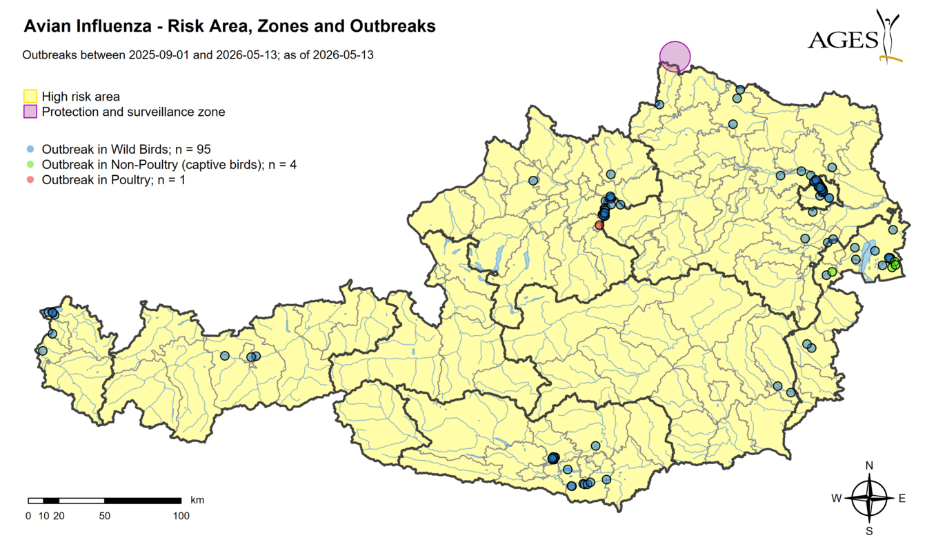 HPAI outbreaks since 01.09.2025 (Enlarges Image in Dialog Window)