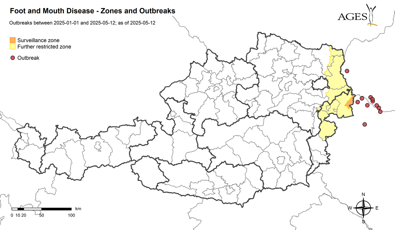 Foot and Mouth Disease Zones (Enlarges Image in Dialog Window)